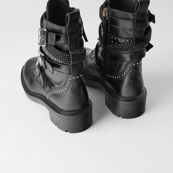 ZARA LOW HEELED LEATHER ANKLE BOOTS - Picture 2 of 16